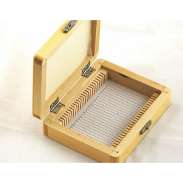 Tárgylemez-tartó doboz (25 darabos, fából készült) PrepBox25