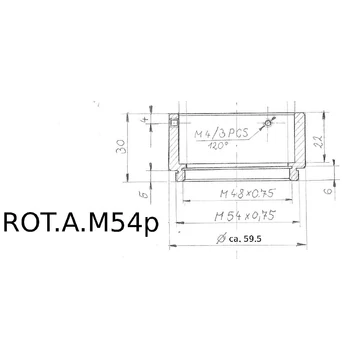 Rotációs adapteralap M54 pozitív menetről kiindulva RotaM54p Rotációs adapteralap M54 pozitív menetről kiindulva RotaM54p