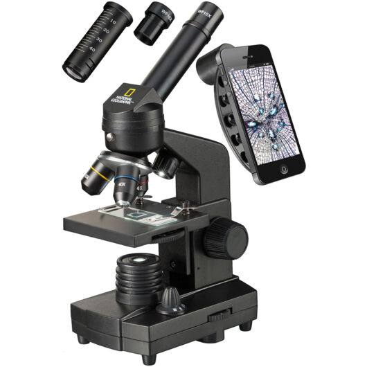 Bresser National Geographic 40x–1280x mikroszkóp okostelefon-adapterrel 72351