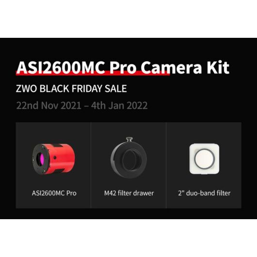 ASI2600MC Pro színes CMOS kamera szett (M42 szűrőfiók + 2" DuoBand filter) ASI2600MCPKIT