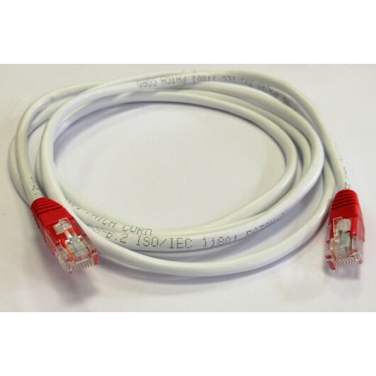 Szilikonkábel 8-eres (RJ45-RJ45, fehér kábel, piros dugasz) KabelSil8