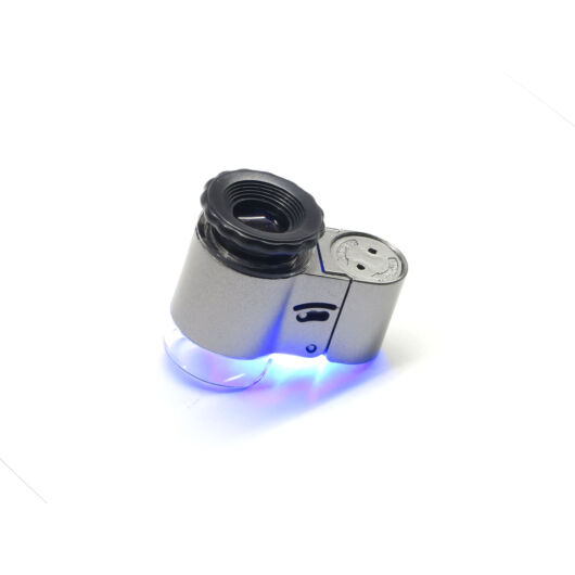 45x nagyítású kézi mikroszkóp fehér és UV LED megvilágítással LupeM45-BS